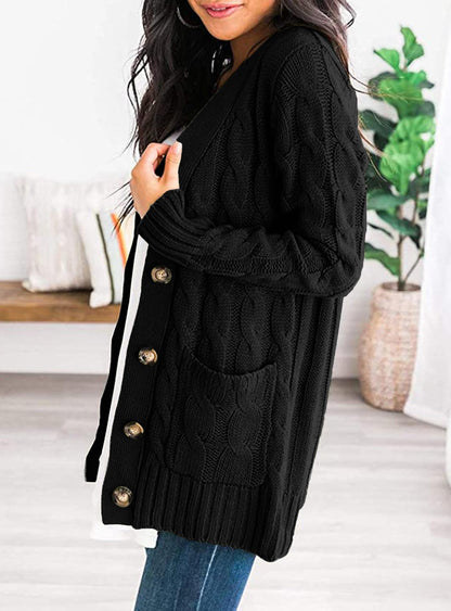 PRETTYGARDEN Women's Cable Knit Cardigan Sweaters Fall(Black,M) 🍁 All In One Marketplace Canada