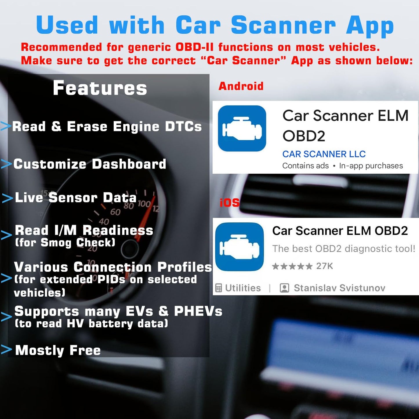 VEEPEAK OBDCheck BLE Bluetooth OBD2 Scanner Car OBD II Diagnostic Scan Tool Check Engine Code Reader for iOS and Android