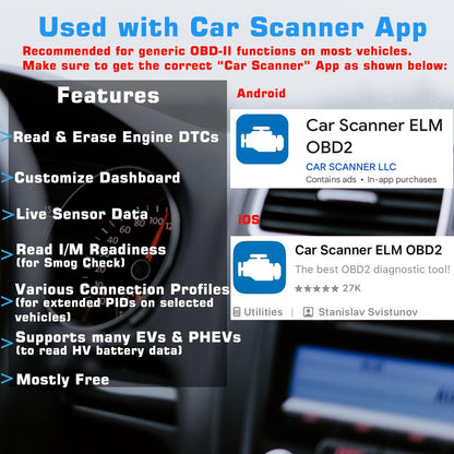 VEEPEAK OBDCheck BLE Bluetooth OBD2 Scanner Car OBD II Diagnostic Scan Tool Check Engine Code Reader for iOS and Android