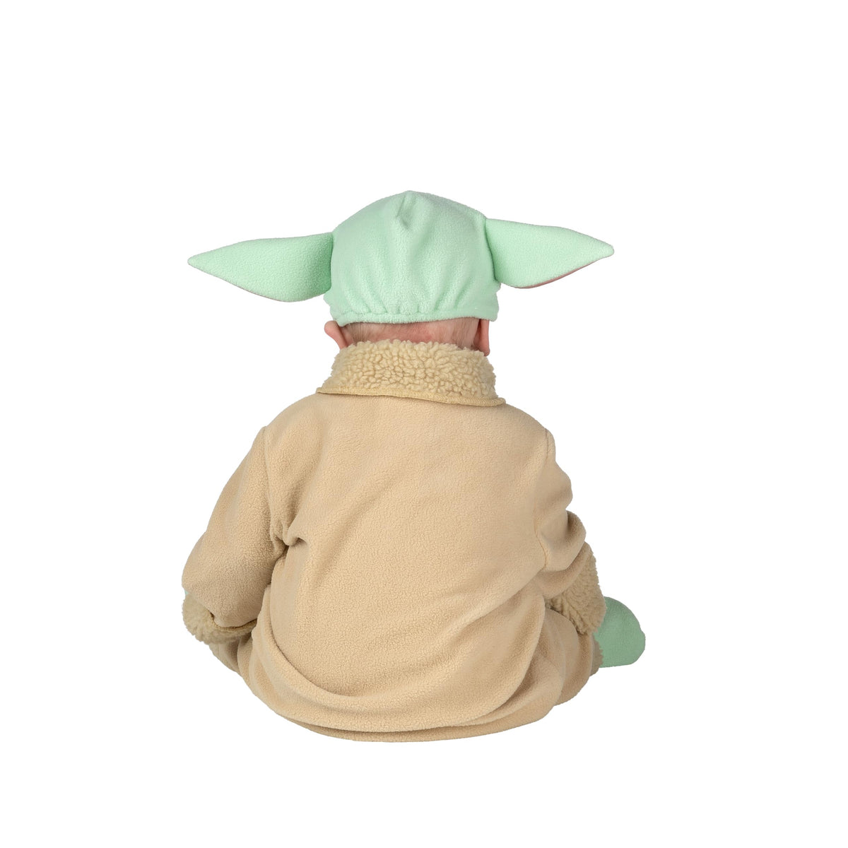Costume d'Halloween officiel de luxe Grogu de STAR WARS pour bébé - Haut et pantalon en tissu minky de qualité supérieure avec capuche et chaussons antidérapants (6-12 mois)