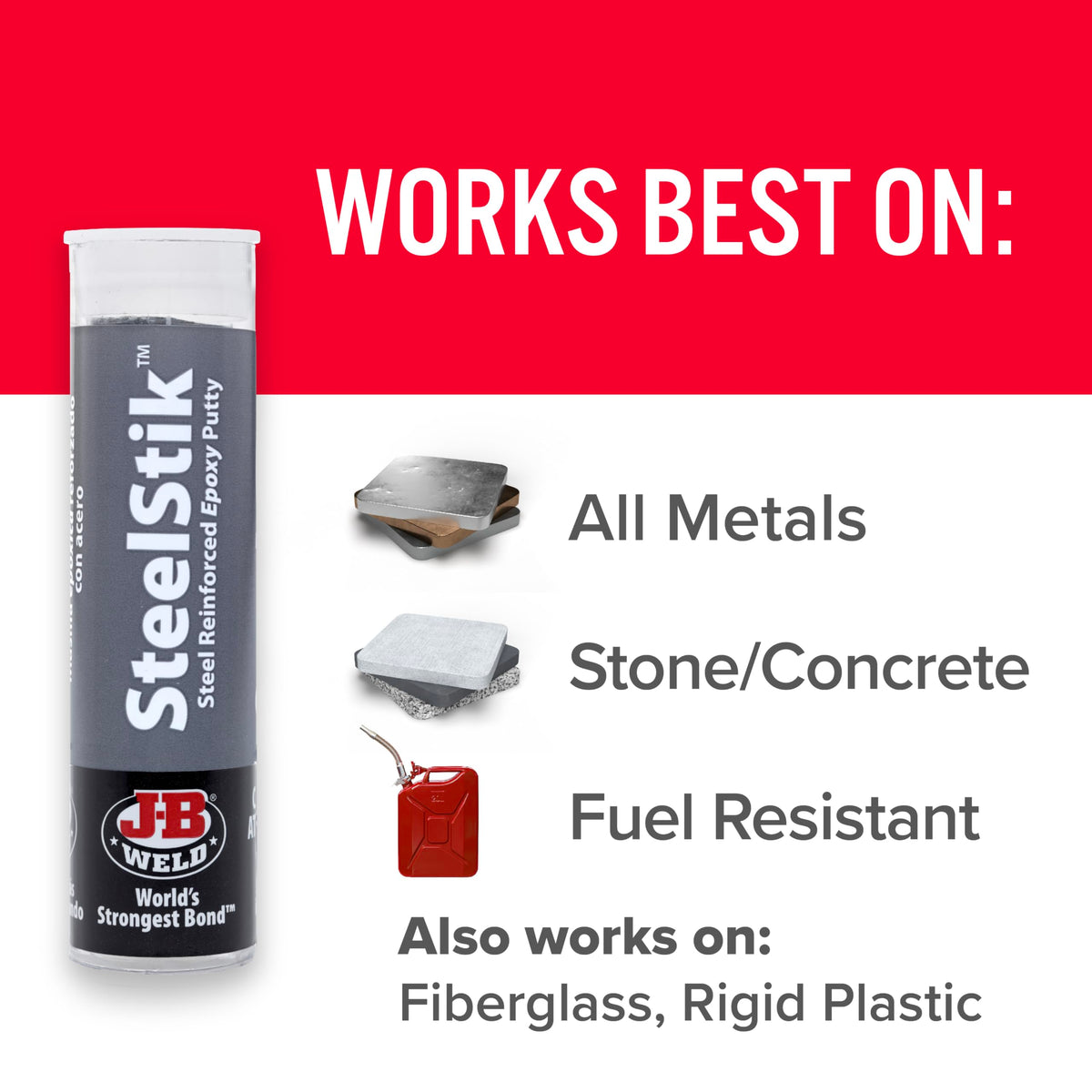 J-B Weld SteelStik, 1 Hour Cure, Steel Reinforced Epoxy Putty Stick - 2 Pack, Dark Grey (8267-2)