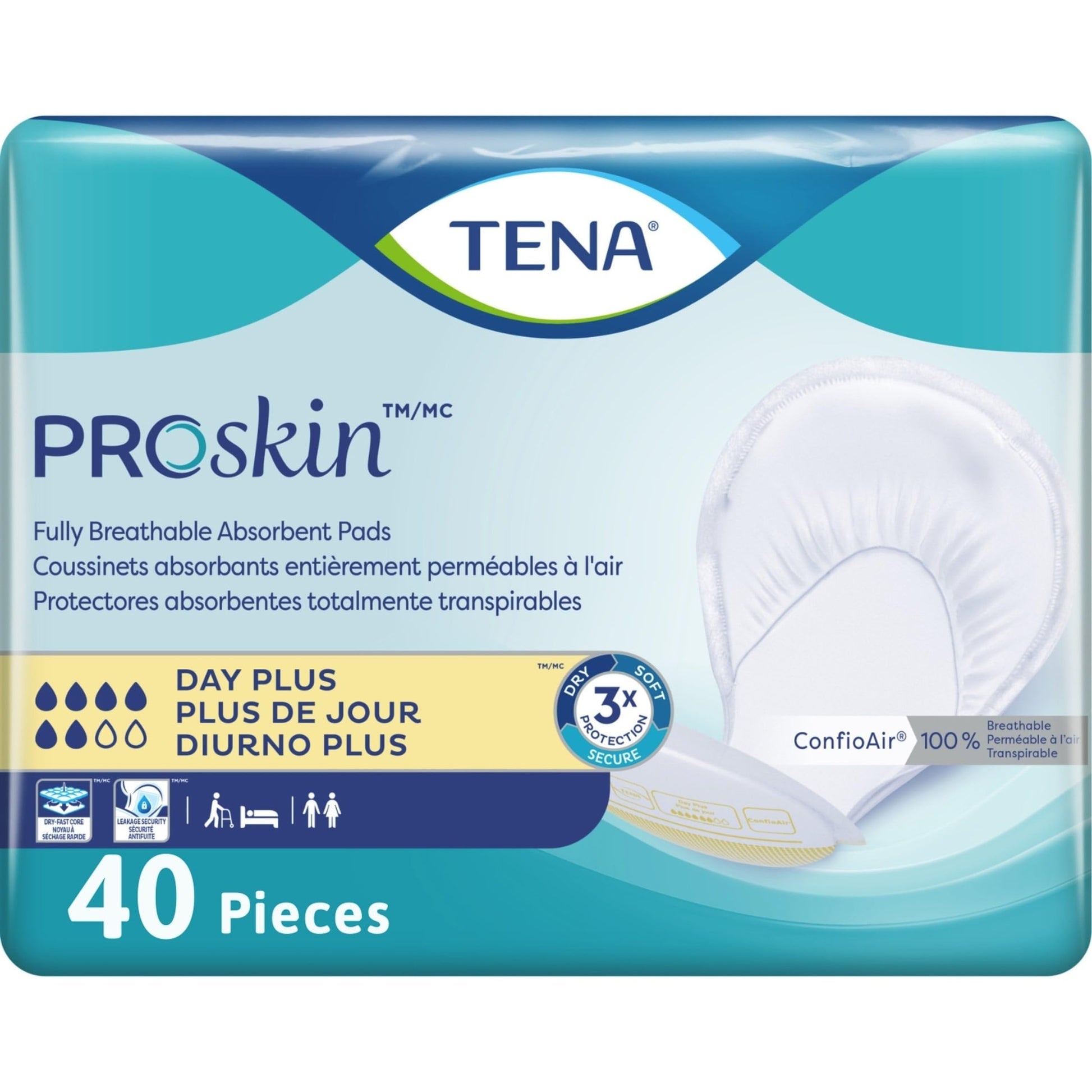 TENA Proskin Day Plus Absorbency Incontinence Pads, Unisex, 40 ct TENA