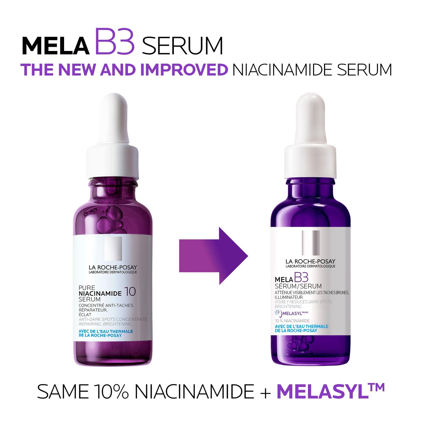 La Roche Posay Mela B3 Face Serum Powered by Melasyl & Niacinamide, Visibly Improve Appearance of Skin Tone & Texture. Developed for All Skin Tones, Safe for Sensitive Skin, 30mL - Available at All In One Marketplace Canada