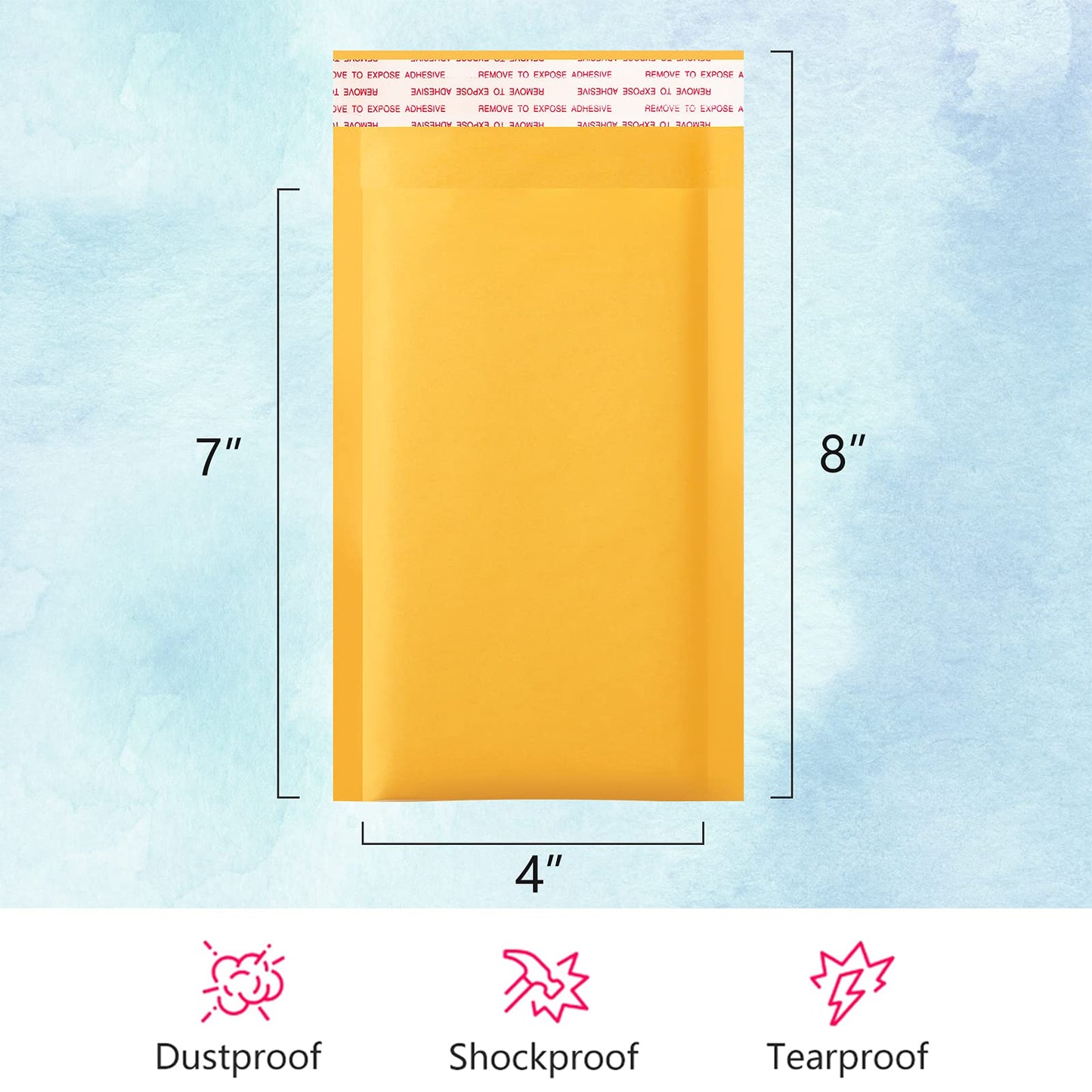 UCGOU Kraft Bubble Mailers 4x8 Inch 50 Pack Usable Size 4x7 Inch Yellow Padded Envelopes #000 Small Business Mailing Package Self Sealing Tear Resistant Boutique Bulk Mail Shipping Bags Bubble Mailers