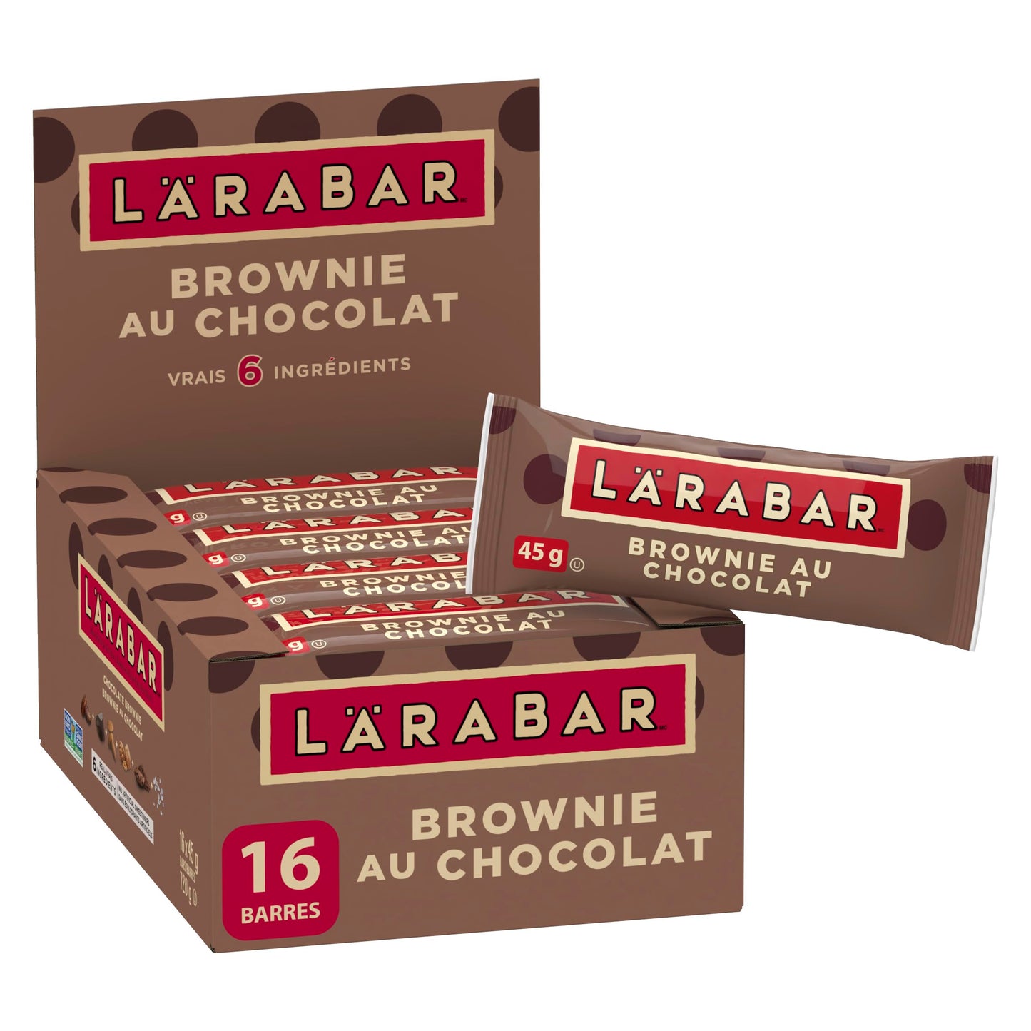LÄRABAR Chocolate Brownie, Fruit and Nut Energy Bar, Pack of 16 Bars, Gluten Free, Vegan, Family Pack, Snack Bars, 720 Grams Package - Available at All In One Marketplace Canada