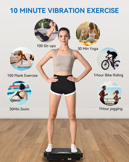 GDCOO Vibration Plate Exercise Machine, Vibrating Plate for Lymphatic Drainage, Vibrating Platform with 200 Adjustable Speeds, Fitness & Weight Loss Vibration Plate, 450 Lbs Max Capacity (Matte Black) - Available at All In One Marketplace Canada