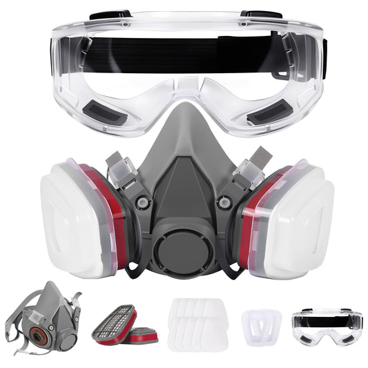 Reusable Respirator Half Face Mask, Gas Cover Organic Vapor Mask and Filters: Painting, Against Dust,Woodworking, Construction, Sanding, Spraying, DIY etc - Available at All In One Marketplace Canada