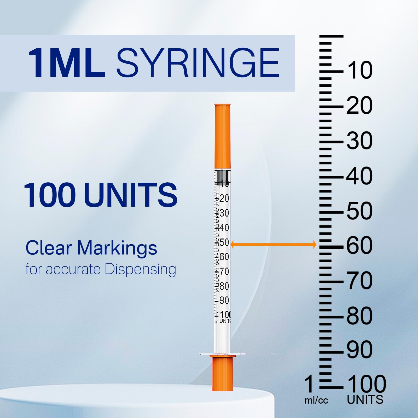 1ml Insulin Syringes 30G 5/16 Inch (8mm) with Needle, Individually Wrapped, Pack of 100