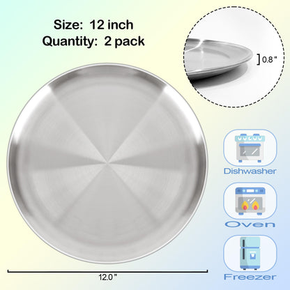 12 Inch Pizza Pan for Oven Set of 2, Non-Stick Stainless Steel Pizza Pan 🍁 All In One Marketplace Canada