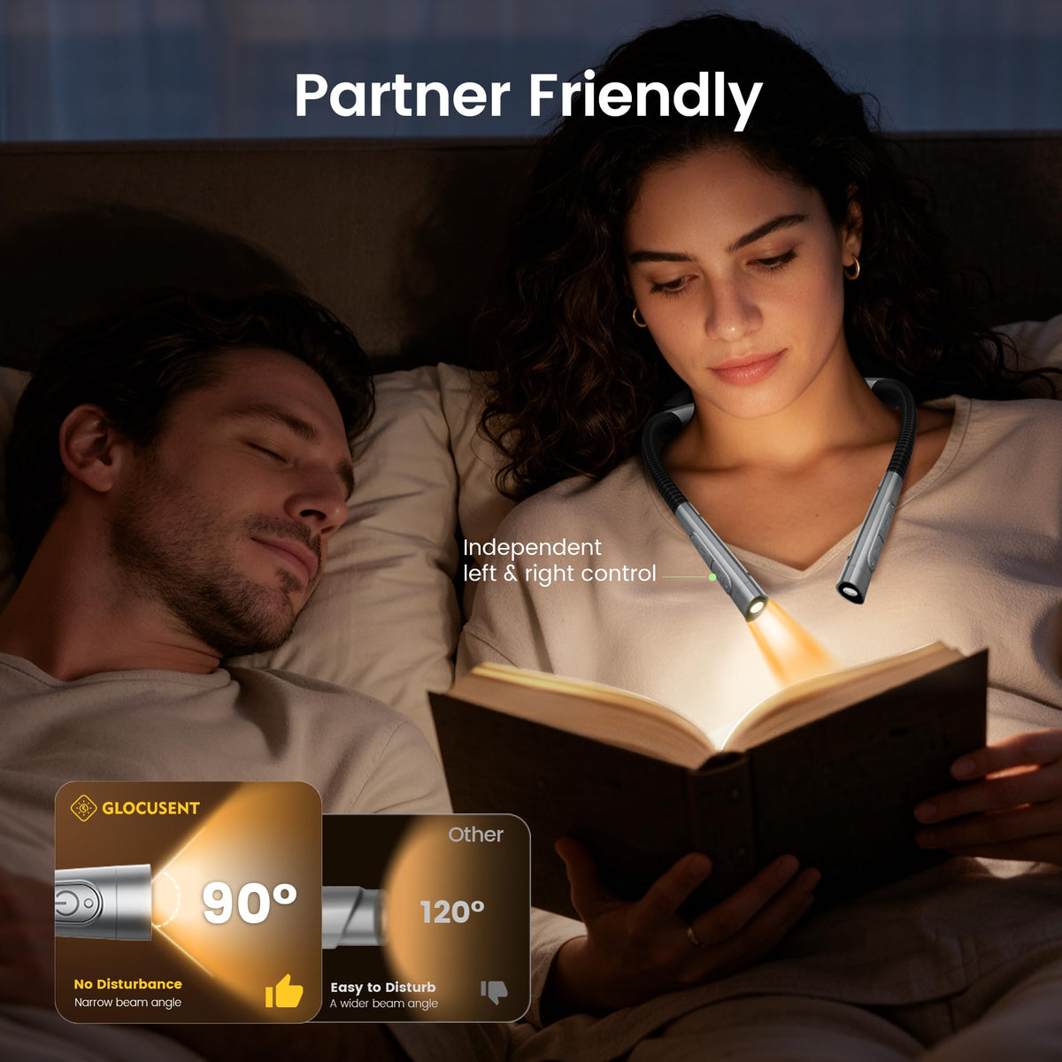 Glocusent Upgraded Neck Light,100Hrs Slimmer Reading Light for Books in Bed 🍁 All In One Marketplace Canada