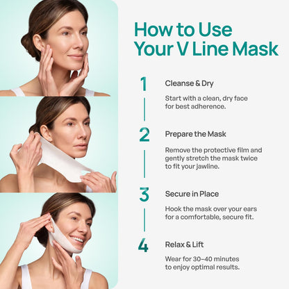 Plantifique V-Line Face Mask with Hyaluronic Acid, 5 Pack Chin Strap for Double Chin, V Line Lifting Masks - V Shape Face Tape, Jawline & Neck Mask for Skin Firming - Available at All In One Marketplace Canada