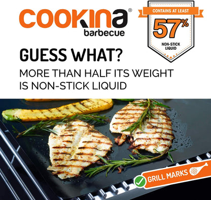 COOKINA BBQ Reusable Grill Mat (Pack of 2) - 100% Non-Stick, Easy to Clean Grilling Sheet for Smokers, as well as Gas, Charcoal and Electric Barbecues - Available at All In One Marketplace Canada