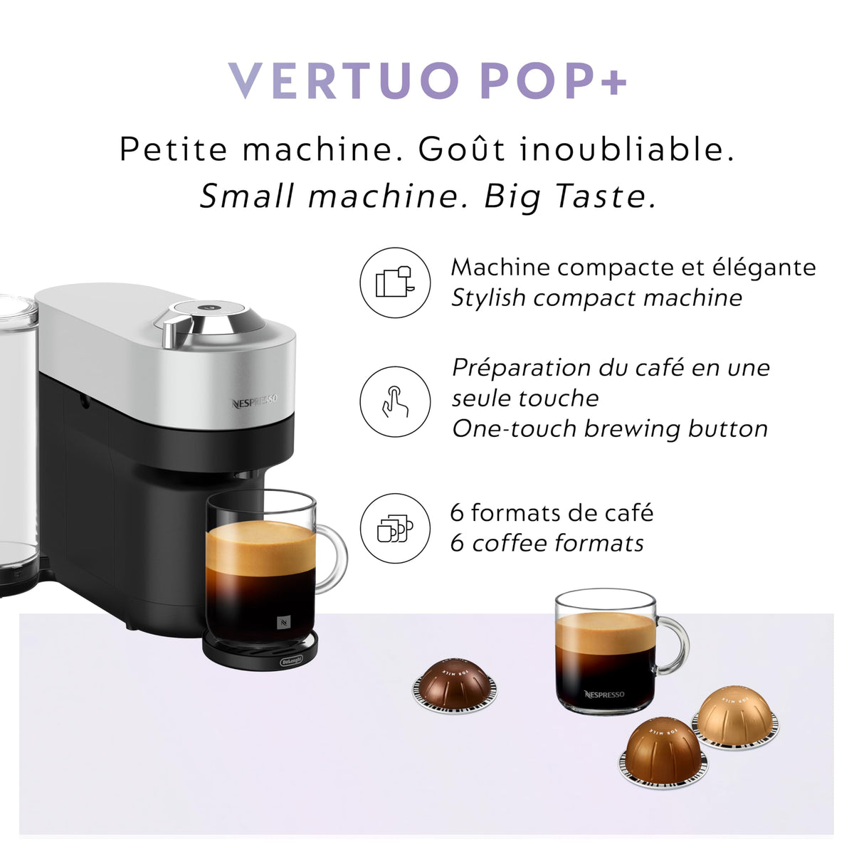Nespresso Vertuo Pop+ Deluxe Pod Coffee & Espresso Machine Silver