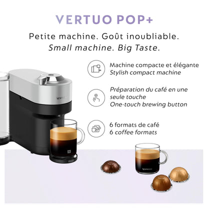 Nespresso Vertuo Pop+ Deluxe Pod Coffee & Espresso Machine Silver