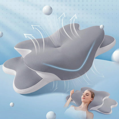 Sleep Apnea Pillow with Neck Pain & Snoring Relief -Orthopedic Cervical Pillow, Ergonomic Contour Memory Foam Pillow for Side,Back,Stomach Sleepers,Dreamers (Gray, Queen Size) - Available at All In One Marketplace Canada