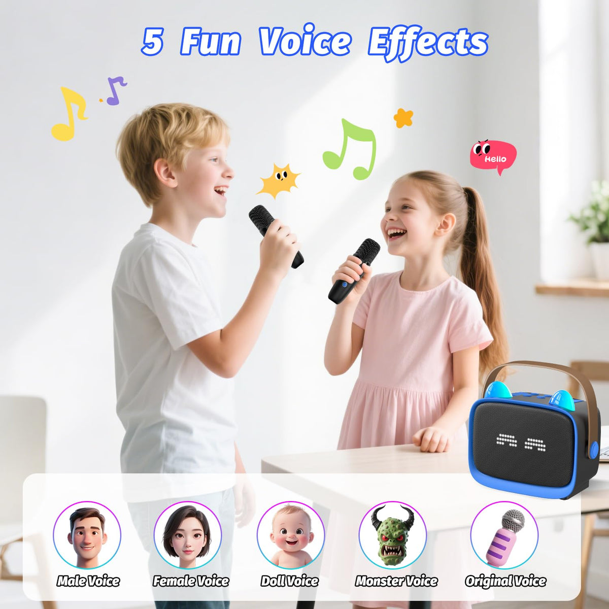 Mini Karaoke Machine Toys Gifts,Kids Portable Bluetooth Speaker with 2 Wireless Microphone and LED,Christmas Birthday Gifts for Girls Boys 3 4 5 6 7 8+ Year Old, Noisemaker Toys for Party (Blue) 🍁 All In One Marketplace Canada