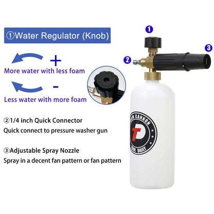 Tool Daily Foam Cannon with 1/4’’ Quick Connector, 1 Liter, 5 Pressure Washer Nozzle Tips - Available at All In One Marketplace Canada