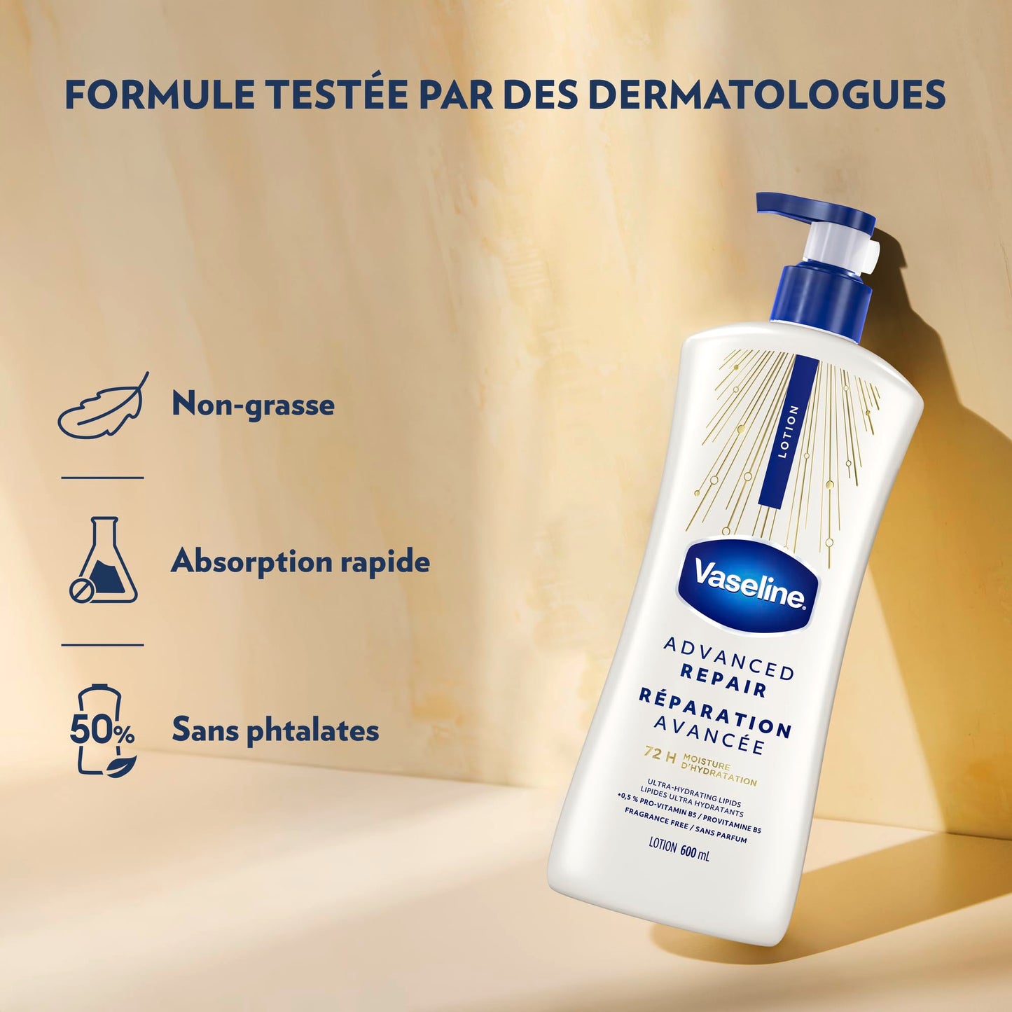 Vaseline Intensive Care Advanced Repair Unscented Body Lotion for Dry Skin with 48H Moisture + Ultra hydrating lipids, 600 ml (3-pack) - Available at All In One Marketplace Canada