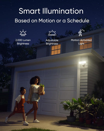 eufy Security Floodlight Camera E340 Wired, 360° Pan and Tilt, 24/7 Recording, Dual-Band Wi-Fi, 2,000 Lumens, Motion-Activated, Dual Camera, HomeBase 3 Compatible, Local Storage, No Monthly Fee - Available at All In One Marketplace Canada
