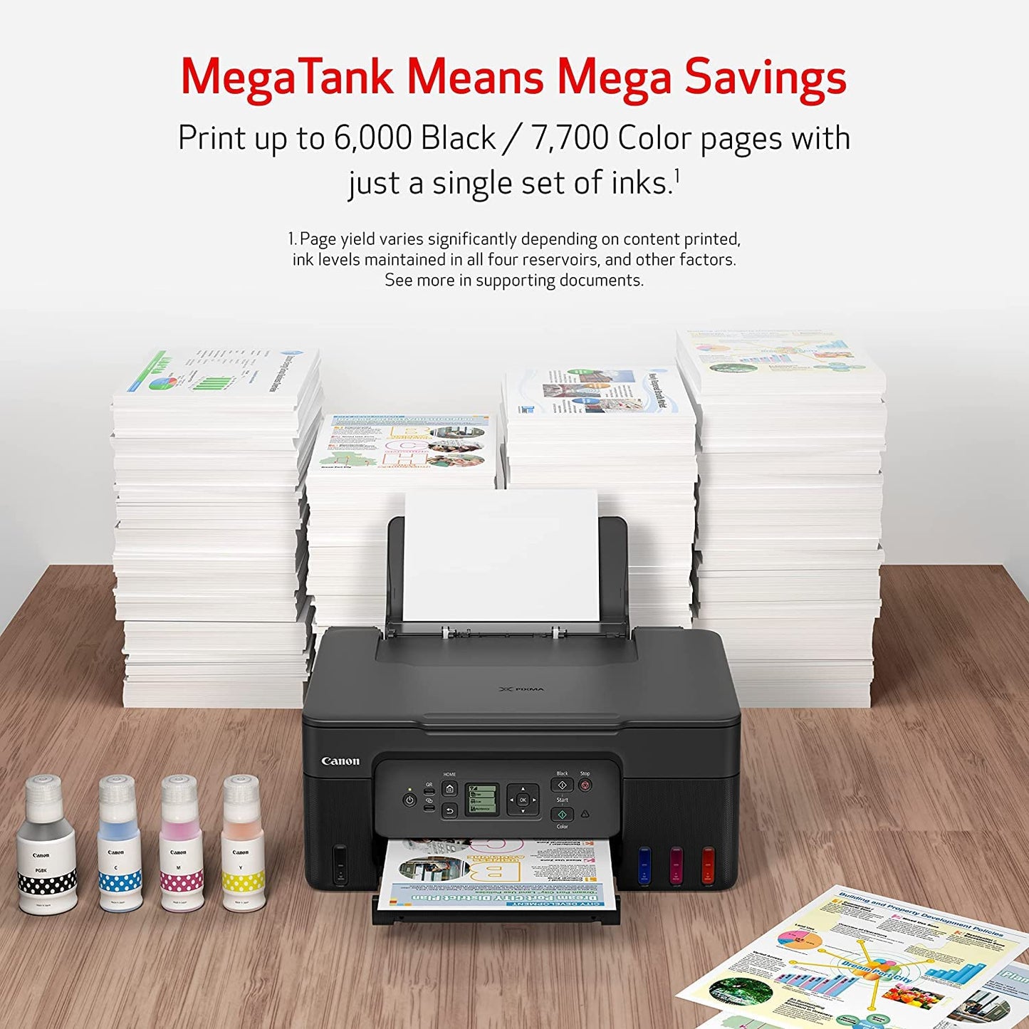 Canon PIXMA G3270 - MegaTank Ink Tank Wireless Printer, Colour All-in-One, Printer, Scanner, Copier, Mobile Friendly, Black