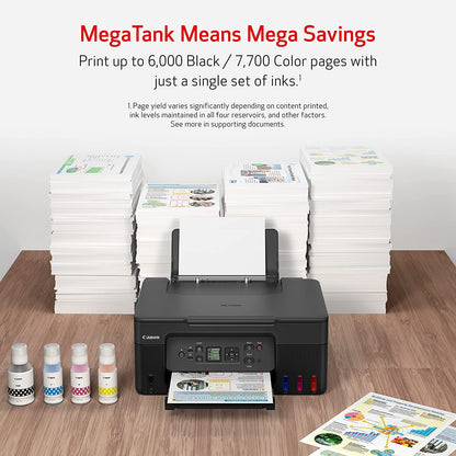 Canon PIXMA G3270 - MegaTank Ink Tank Wireless Printer, Colour All-in-One, Printer, Scanner, Copier, Mobile Friendly, Black