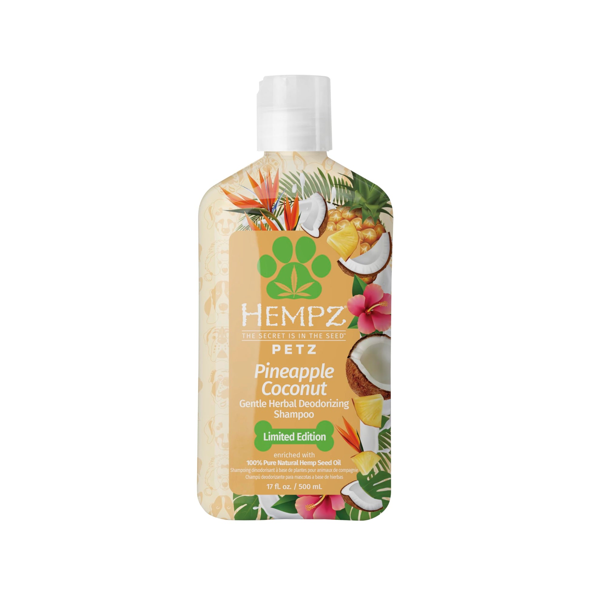 Hempz NEW Pet Shampoo, Deodorizing wash for Smelly Dogs or Cats, Tropical Coconut Scent, Dog & Cat Shampoo 17 oz. HEMPZ