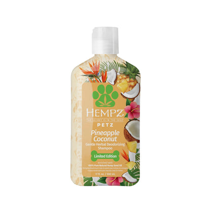 Hempz NEW Pet Shampoo, Deodorizing wash for Smelly Dogs or Cats, Tropical Coconut Scent, Dog & Cat Shampoo 17 oz. HEMPZ