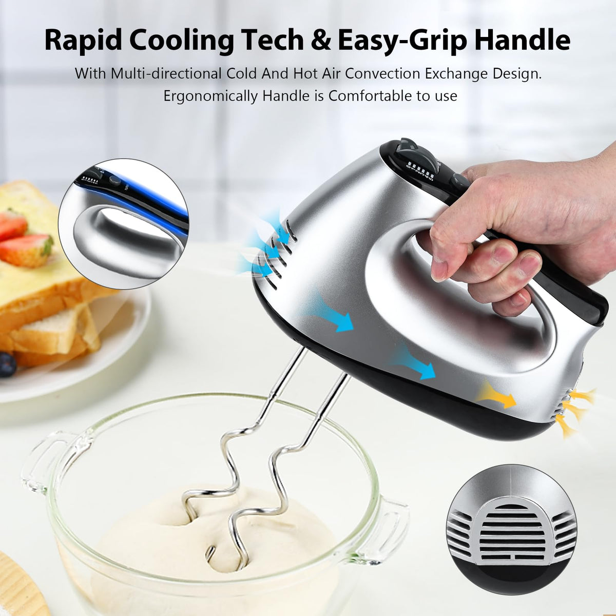 Lychee Hand Mixer Electric 600W Powerful Handheld Kitchen Mixer Portable 🍁 All In One Marketplace Canada