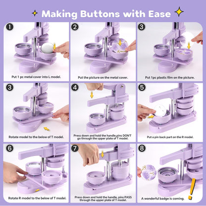 Aiment 58mm Button Maker Machine - 2.25 inch Button Pin Maker Kit, Badge Press Machine with 100Pcs Supplies & Films & Circle Cutter & Cutting Mat, Ideal Christmas DIY Presents for Kids 🍁 All In One Marketplace Canada
