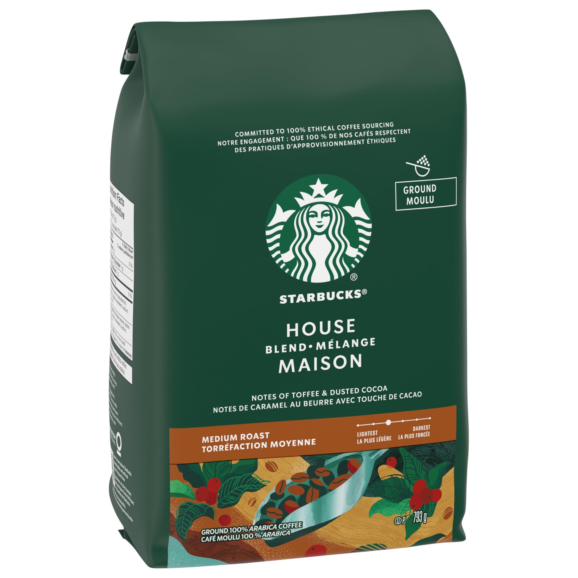 STARBUCKS House Blend Roast Ground Coffee, Medium Roast, Smooth And Balanced, Made With 100 Percent Arabica Beans, For Use With Drip Coffee Makers, Pour-overs, And French Presses, 793 g - Available at All In One Marketplace Canada