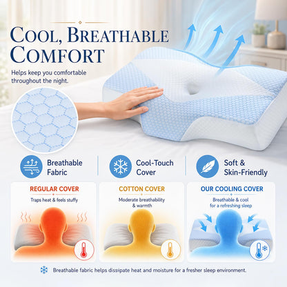 Mkicesky Orthopedic Memory Foam Pillow for Neck Pain, Cervical Neck Support Pillow for Side Back & Stomach Sleepers, Ergonomic Contour Bed Pillow with Cooling Washable Cover - Reading Pillow