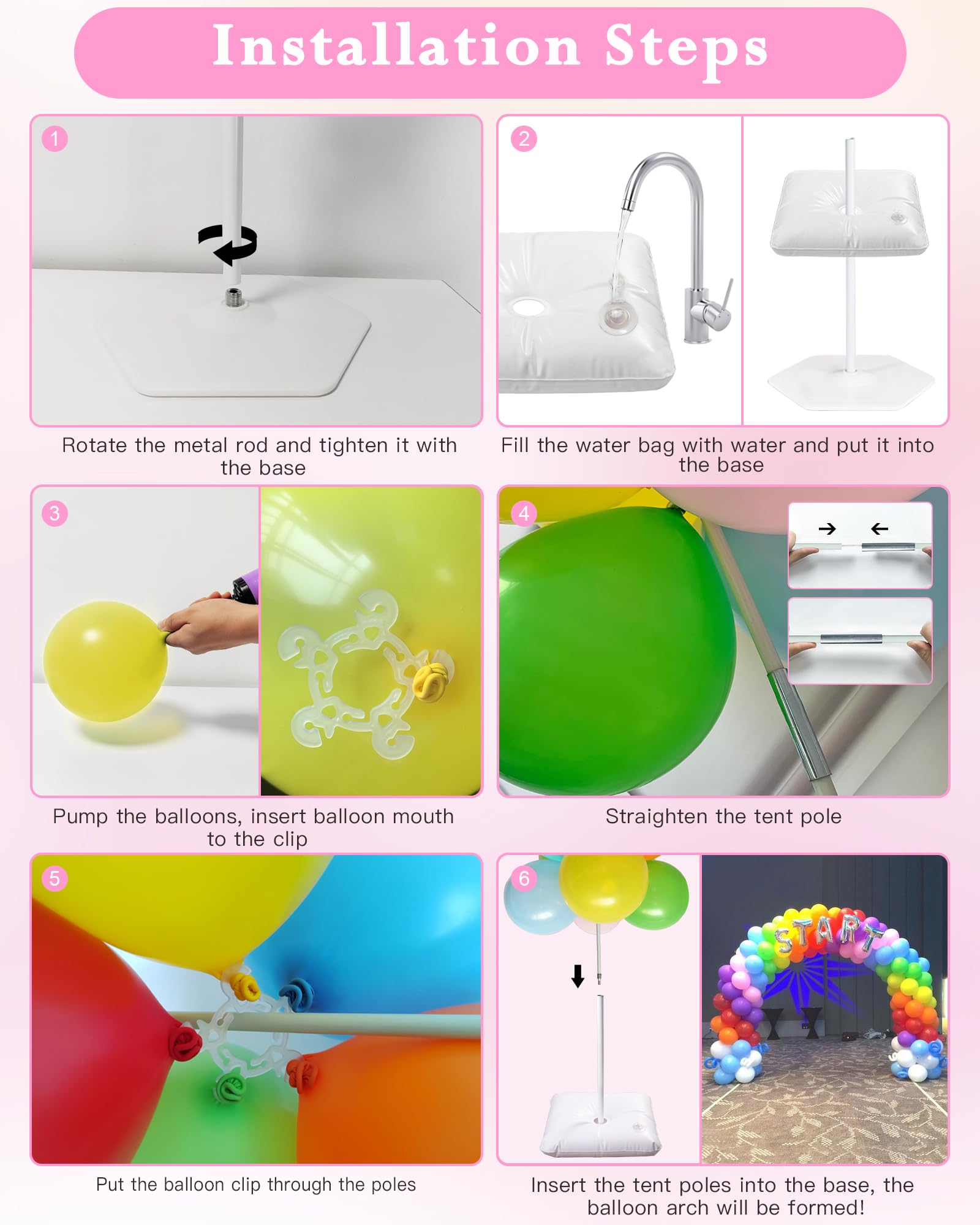 YALLOVE 21ft Balloon Arch Stand Kit, Free Combination in Width and Height (e.g. 10ft x 7.5ft), Convenient to Assemble and Disassemble - Available at All In One Marketplace Canada