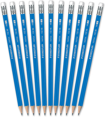 STAEDTLER Norica 2 Pencils Class Pack: 144 Sharpened Pencils + 12 Erasers