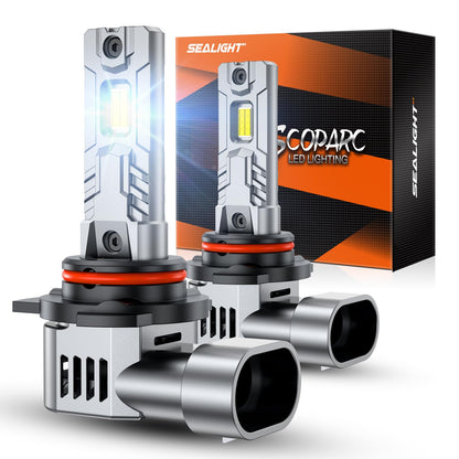 SEALIGHT 2026 Upgraded 9012 LED Headlight Bulbs, 1:1 Design 60,000LM 1000% Brighter 9012 HIR2 LED Bulb, 6500K Cool White, Plug and Play Halogen Replacement, Non-polarity, Pack of 2