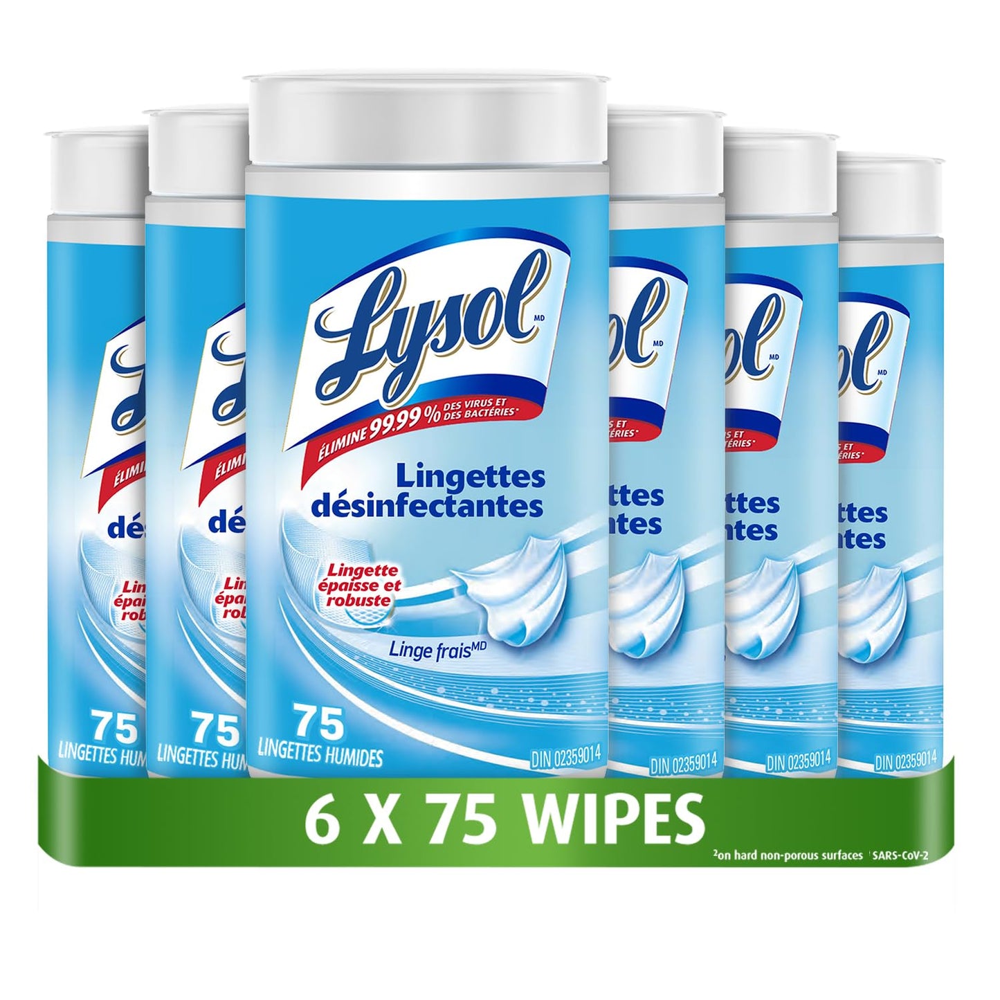 Lysol Disinfecting Wipes, Crisp Linen, Thick Strong Wipe, Kills 99.99% of Viruses & Bacteria, Bulk Pack of 6, 450 Count (6 x 75 count) 🍁 All In One Marketplace Canada