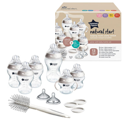 Tommee Tippee Natural Start Baby Bottle Set, Breast-Like Nipples, 0m+ Tommee Tippee