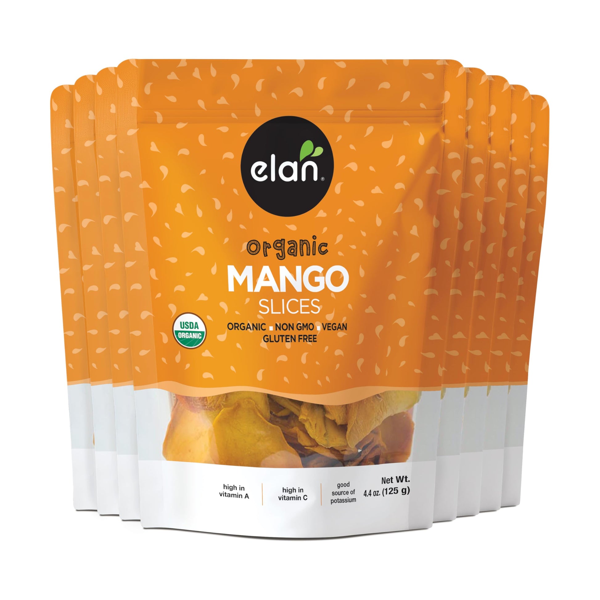Elan Organic Mango Slices – Sulphite-Free, No Added Sugar, Non-GMO, Vegan & Gluten-Free, 125g (8 Count)