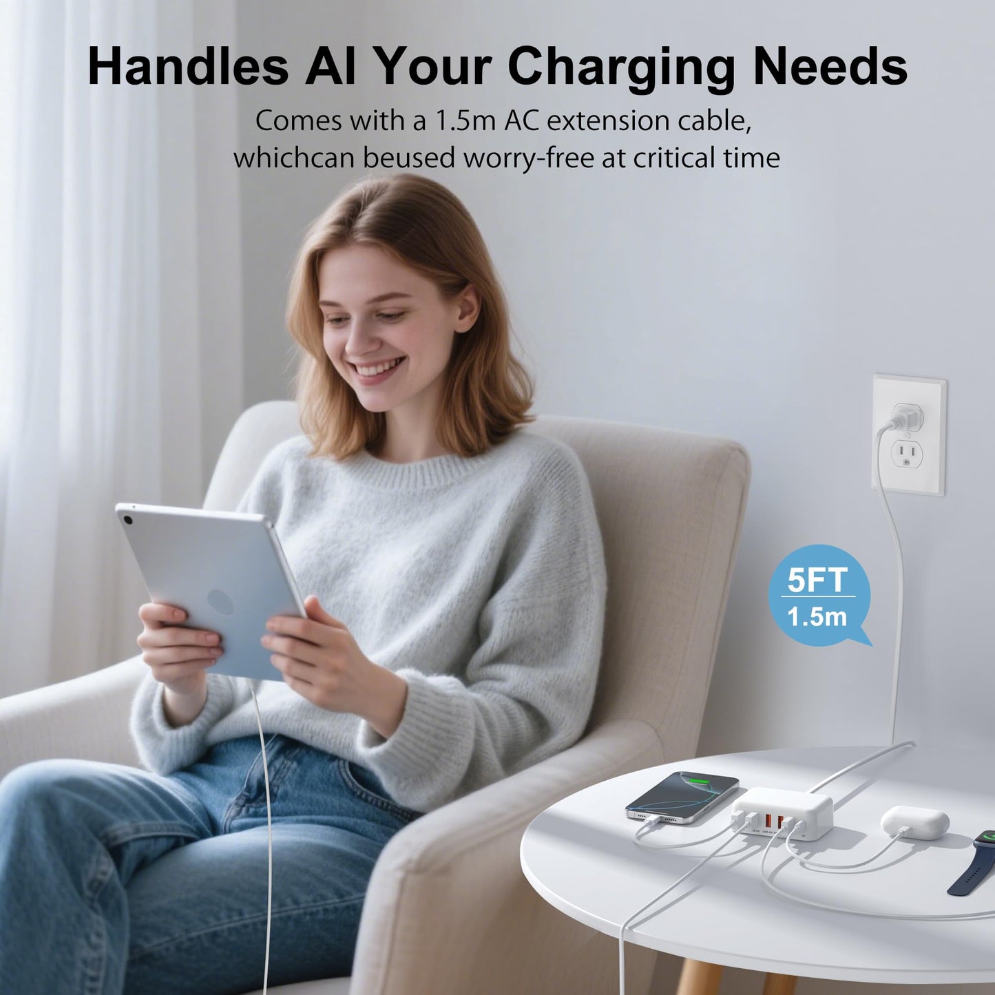 USB Charging Station for Multiple Devices, 60W 6-Port USB C Charger Fast Charging Block Hub, Multi USB Charger Station Power Strip Adapter for iPhone 17 16 15 14 13 12 Pro Max Tablets Smartphones