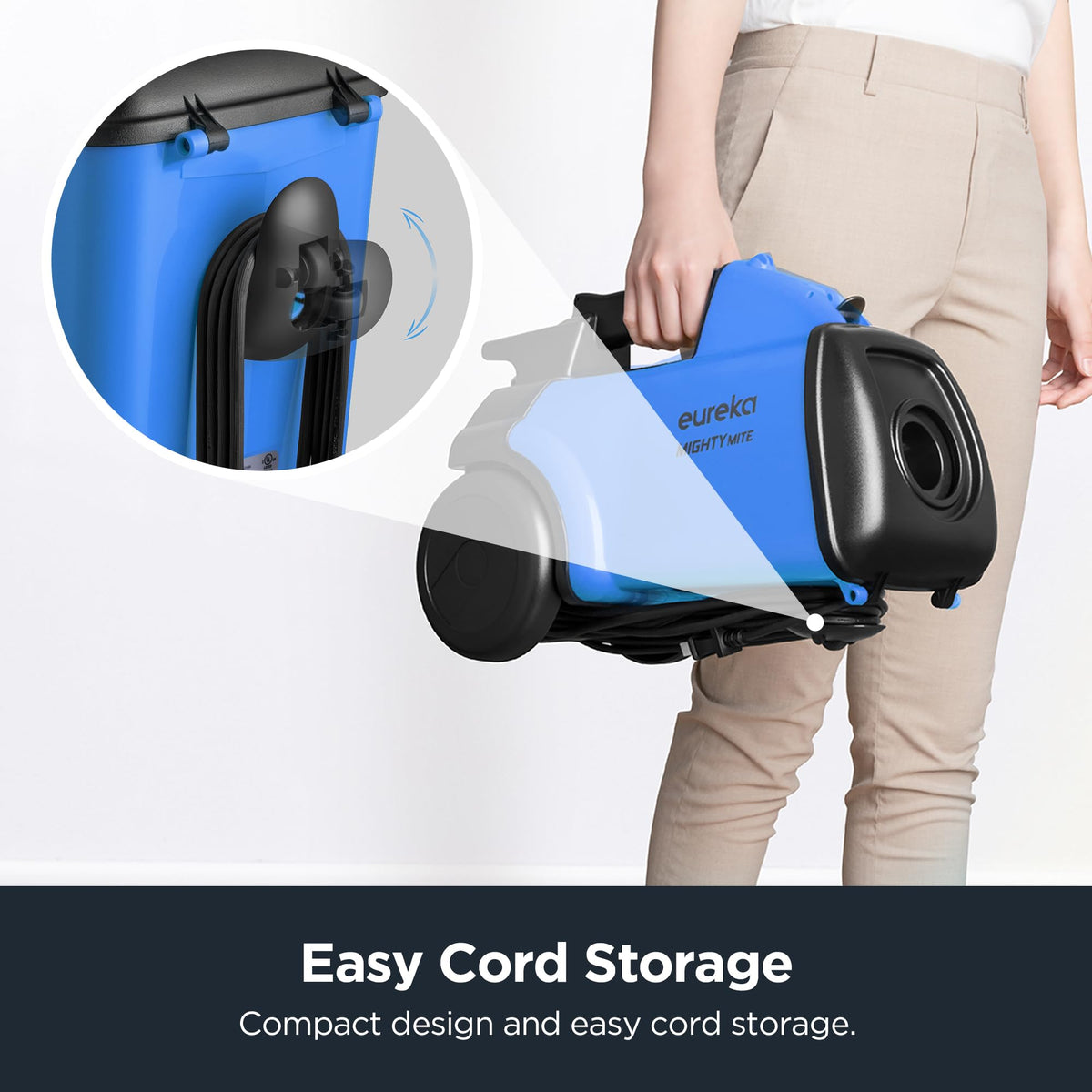 EUREKA Mighty Mite Powerful Corded Canister Vacuum Cleaner for Carpet and Hard Floor, Lightweight Bagged Vacuum Cleaner Perfect for Pet Owners, Blue, 3670H w/ 2 Dust Bags