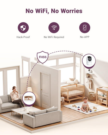 Comfyer BM01 7" HD Split-Screen Baby Monitor with 2 Cameras, Video Baby Monitor with Camera and Audio, Flexible Bracket, Non-WiFi, VOX Mode, 2 Way Audio, Remote PTZ, Auto Night Vision