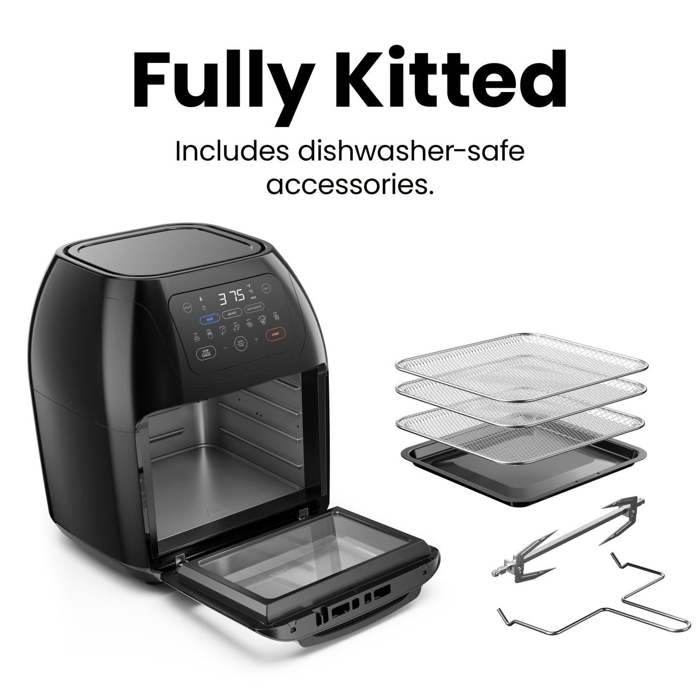 CHEFMAN Multifunctional Digital AirFryer+ Rotisserie,Dehydrator, Convection Oven17 Touch Screen Presets Fry,Roast,Dehydrate, Bake, XL 10L Family Size,Auto Shutoff,Large Easy-View Window Black,10 Quart Chefman