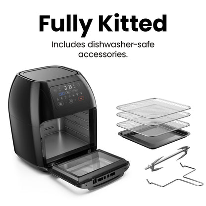 CHEFMAN Multifunctional Digital AirFryer+ Rotisserie,Dehydrator, Convection Oven17 Touch Screen Presets Fry,Roast,Dehydrate, Bake, XL 10L Family Size,Auto Shutoff,Large Easy-View Window Black,10 Quart Chefman