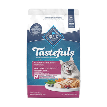Blue Buffalo Tastefuls Chicken & Brown Rice Recipe Adult Dry Cat Food Hairball Control, Real Chicken First, Deliciously Healthy Natural Cat Food, Supports Digestive Care and Coat Health, 6.8kg Bag