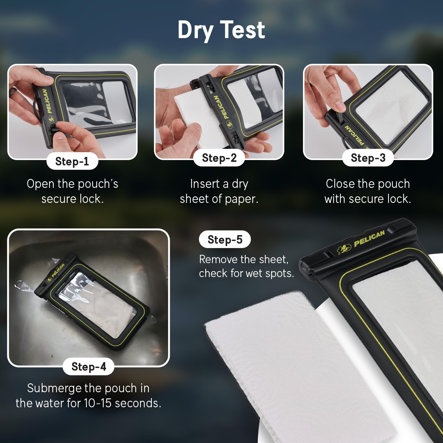 Pelican 2 Pack Marine Waterproof Phone Pouch (Regular) -Black/Hi-Vis Yellow - Available at All In One Marketplace Canada