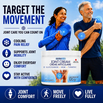 Cooling Arthritis Pain Relief Cream – Non-Greasy & Fast Absorbing Joint Cream with Glucosamine, MSM, Turmeric, Camphor & Menthol. For Joints, Muscles, Hands, Knees, Neck & Back. Made in Canada. - Available at All In One Marketplace Canada