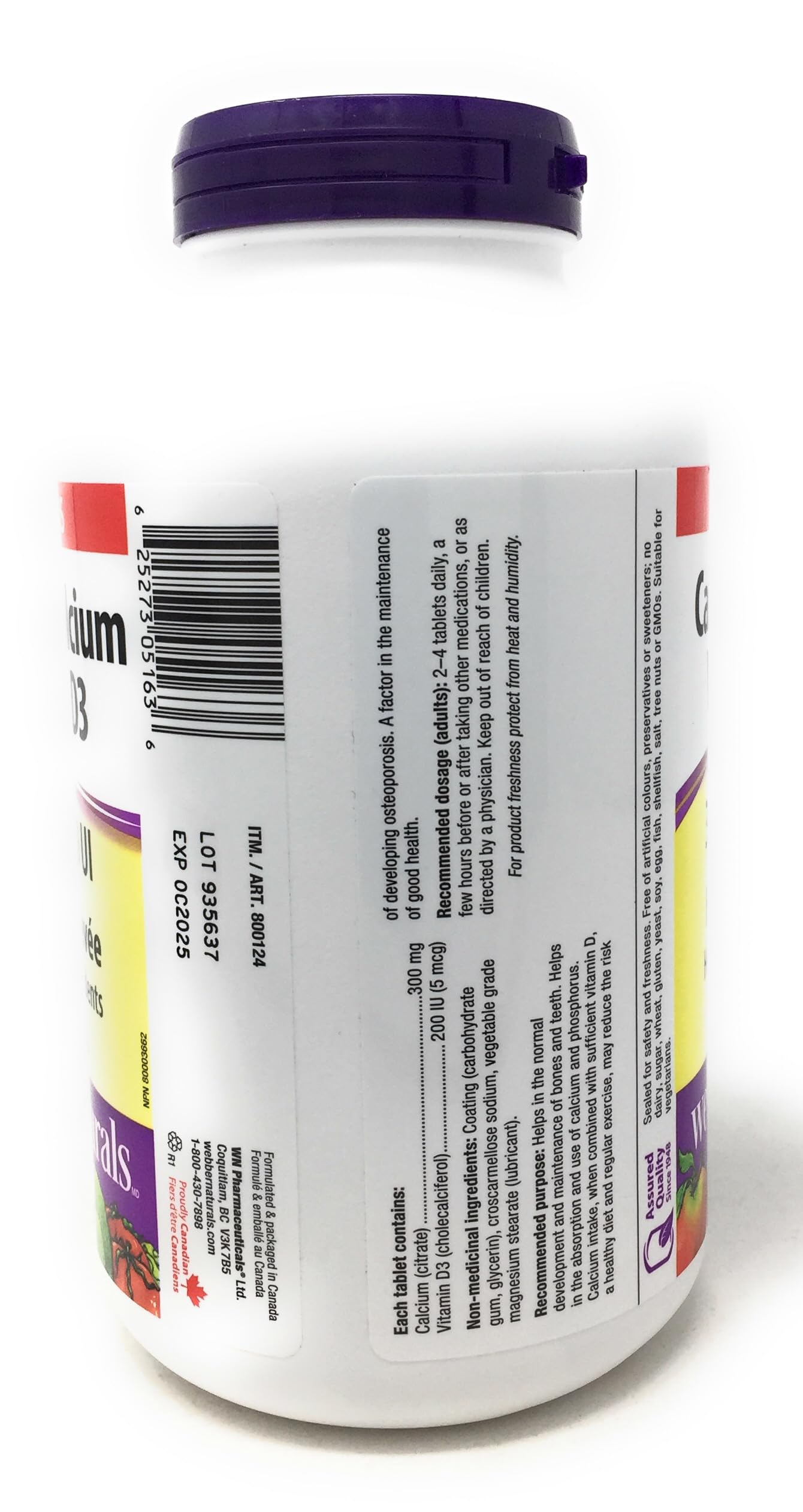 webber natural Calcium Citrate (350 Tablets), 350 Count - Available at All In One Marketplace Canada