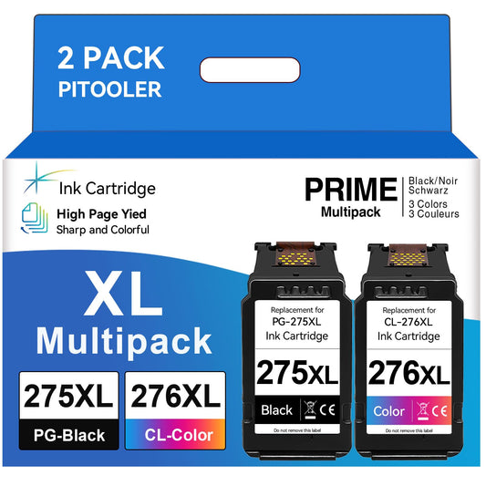 PG-275 XL/CL-276 XL High Yield Compatible for Canon 275 276 XL Ink Cartridges Replacement for Canon Printer Ink 275 276 Compatible for Canon Pixma TS3720 TR4720 TR4700 TR4723 TR4722 TS3500 Printer