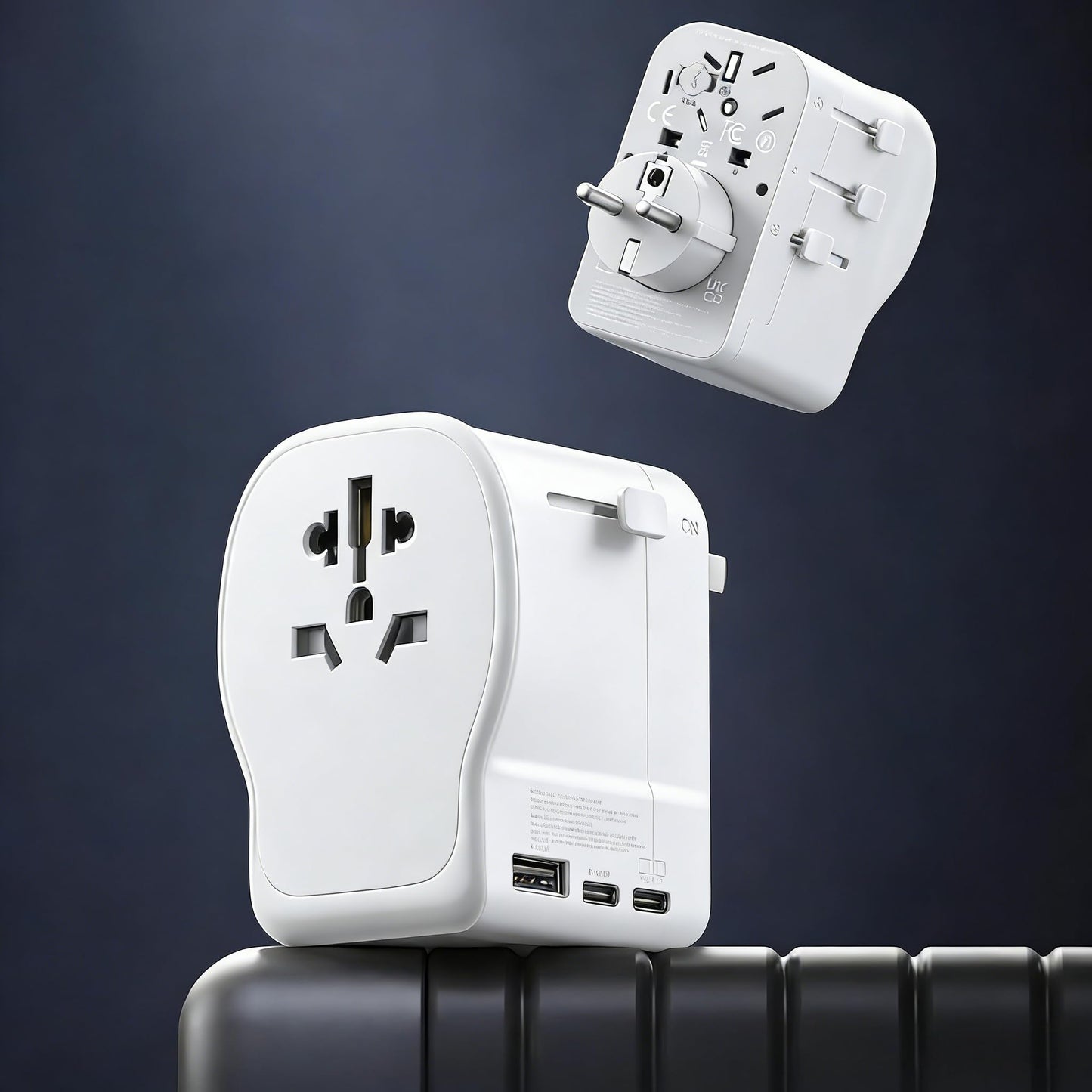 QENEQ International Travel Adapter 220V-110V Voltage Converter EU/UK/US Travel Plug All in One with USB A USB C Power Outlet for Europe USA UK AUS Asia