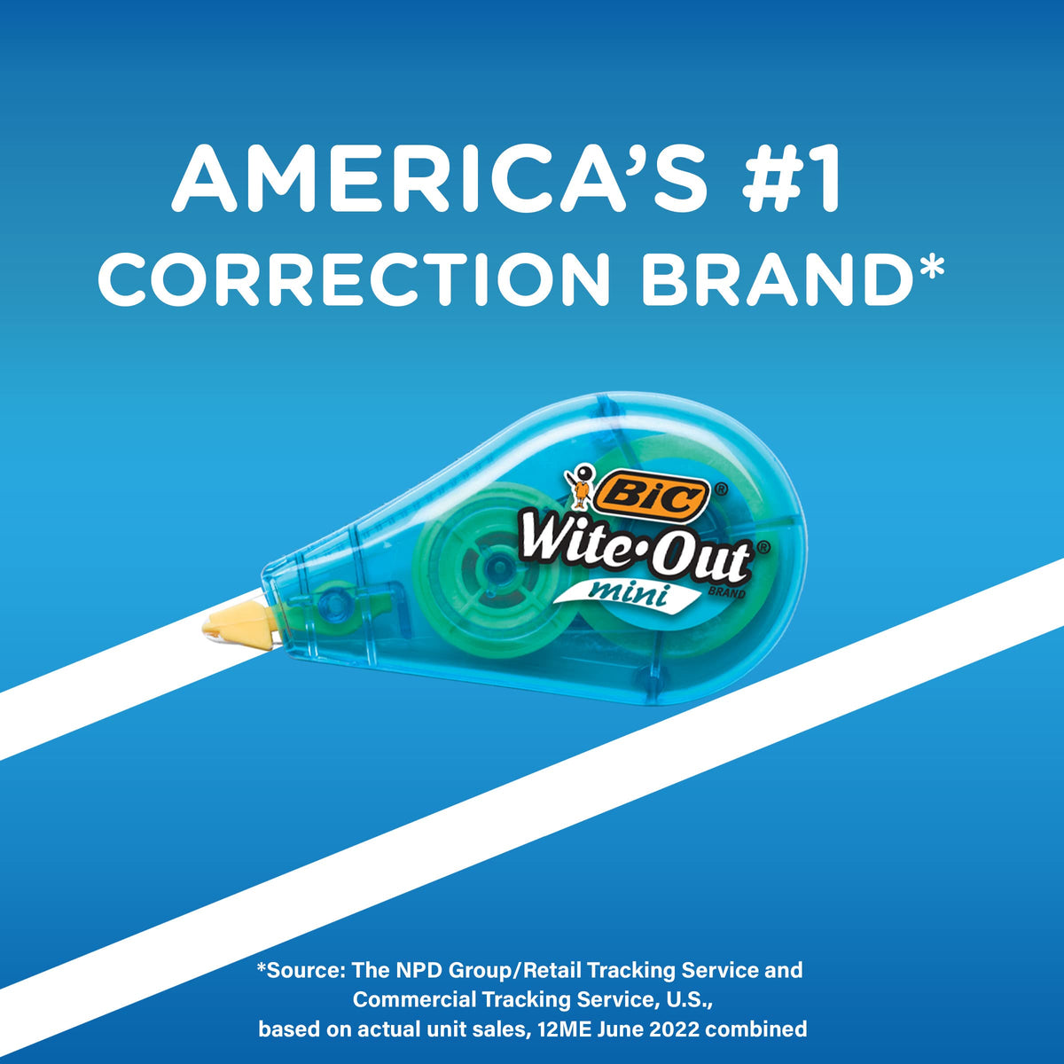 BIC Wite-Out Mini Correction Tape, White, No Dry Time, Long Lasting, 12-Count