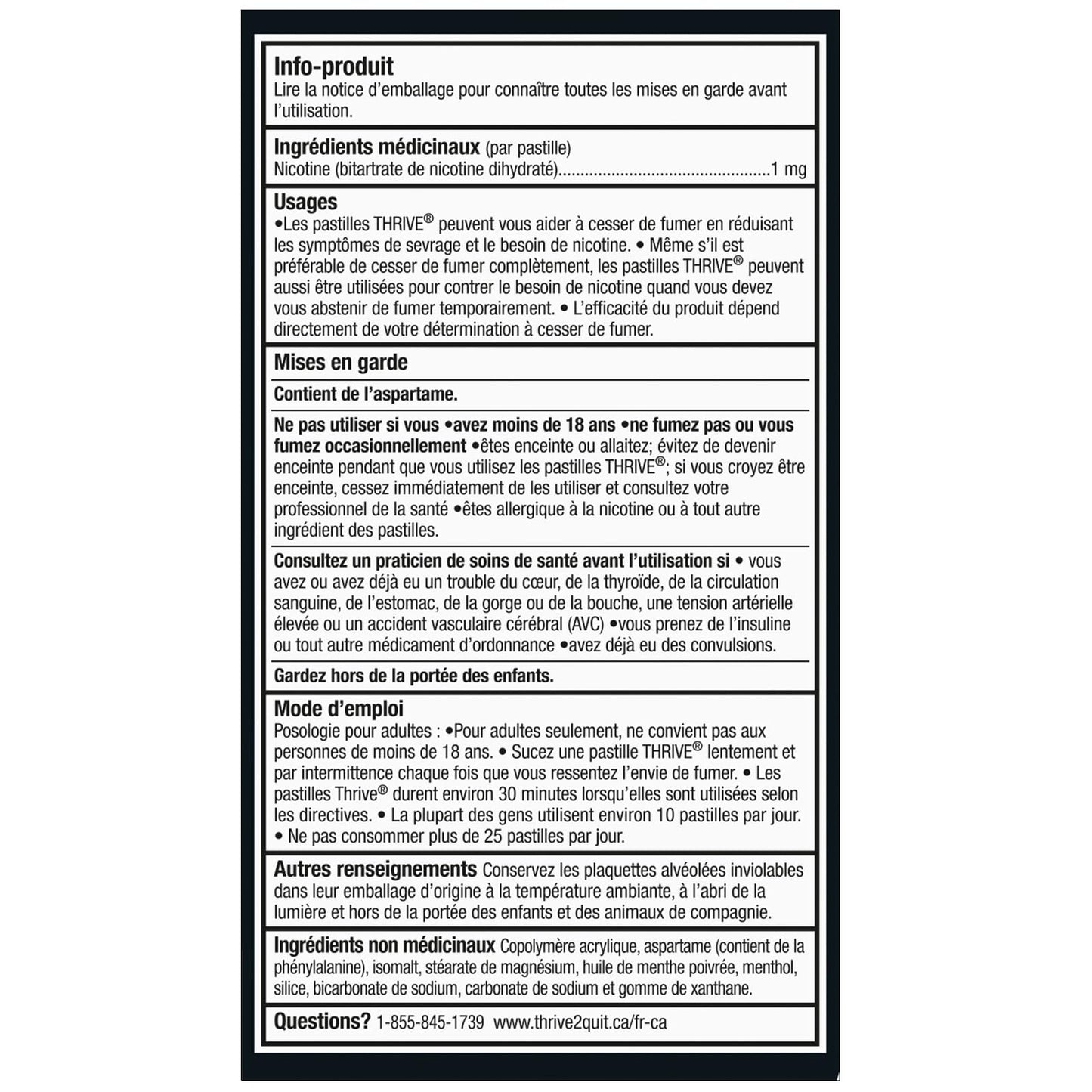 Thrive Nicotine Replacement Lozenges, 1mg Regular Strength, Peppermint, 108 Count